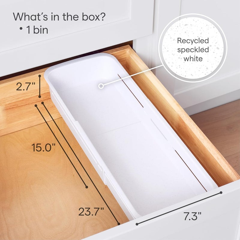 YouCopia DrawerFit® Sliding Drawer Bin, Expandable and Adjustable Kitchen Storage Organizer, Speckled White - Image 4